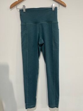 Prana Ribbed High-Waist Leggings in Teal